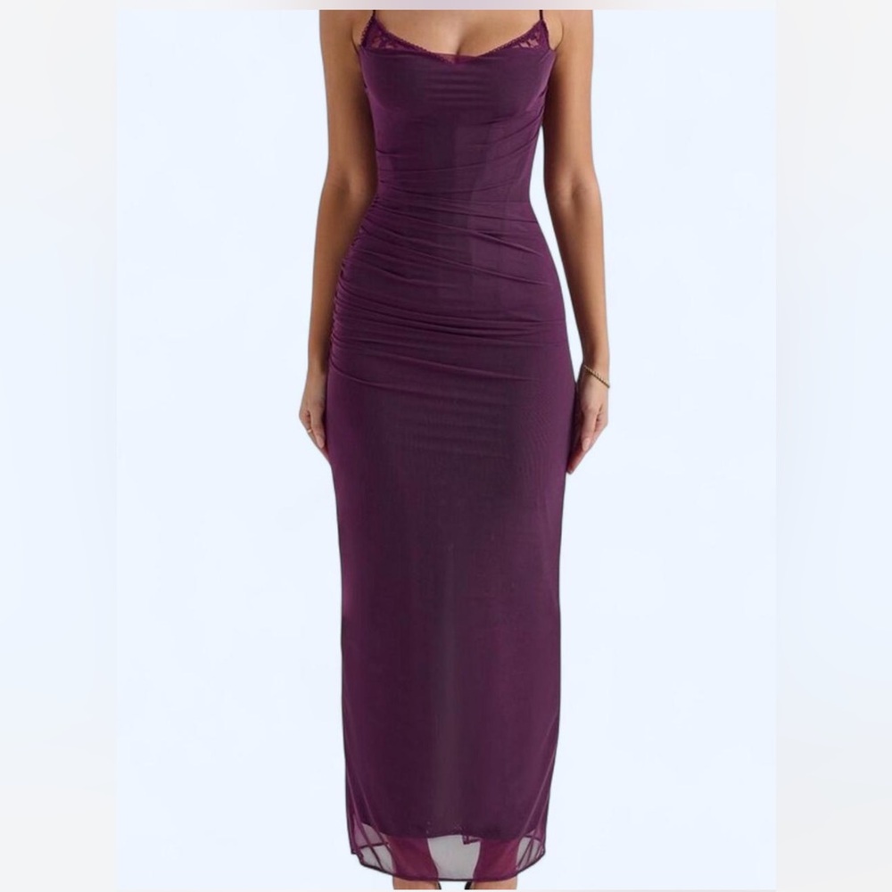 SOLD house of cb nalini grape mesh corset dress size small plus cup